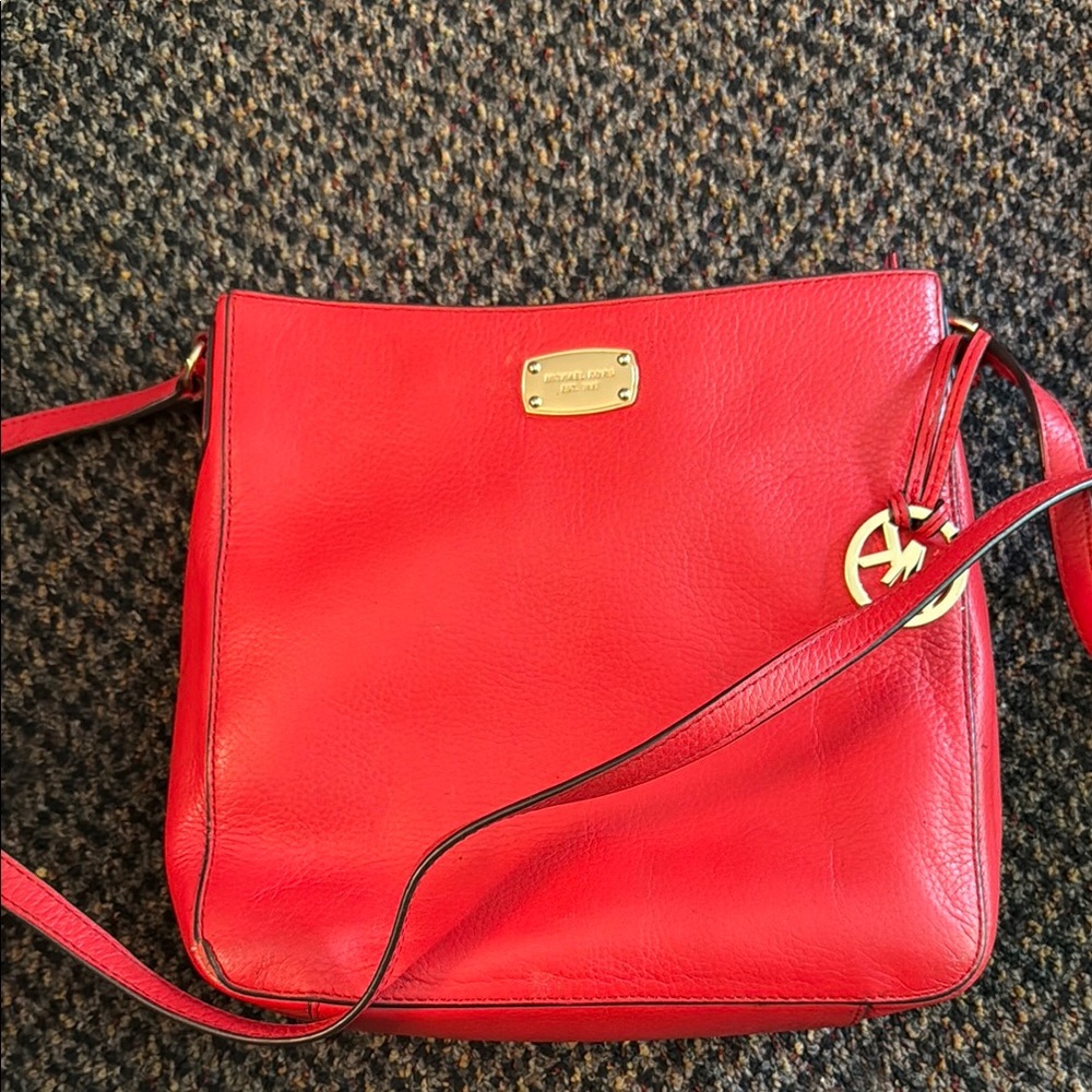 Michael Kors Red Crossbody Bag with Gold Accents